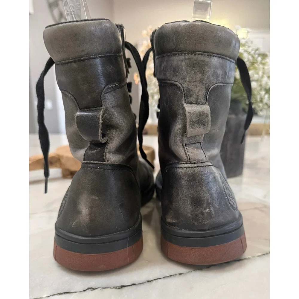 Diesel Tatradium Basket Butch Distressed Leather High Top Black Grey Men's 9.5